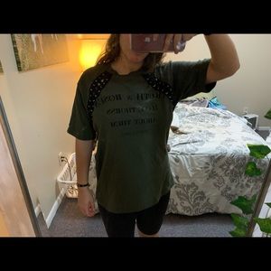 Army Green Oversized Tee Black Ties